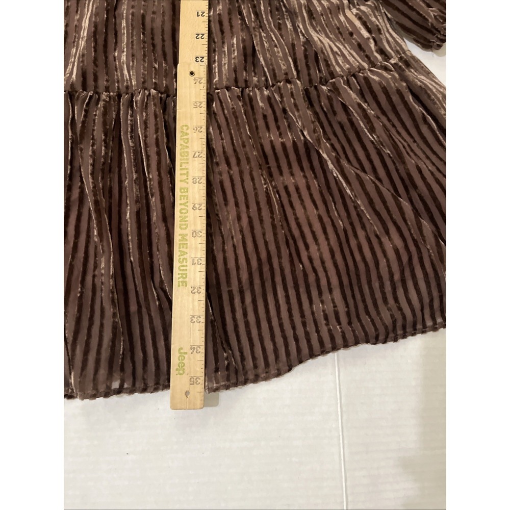 Anthropologie Maeve The Bettina Tiered Shirt Dress Mini Corduroy Edition Brown L - Picture 9 of 13